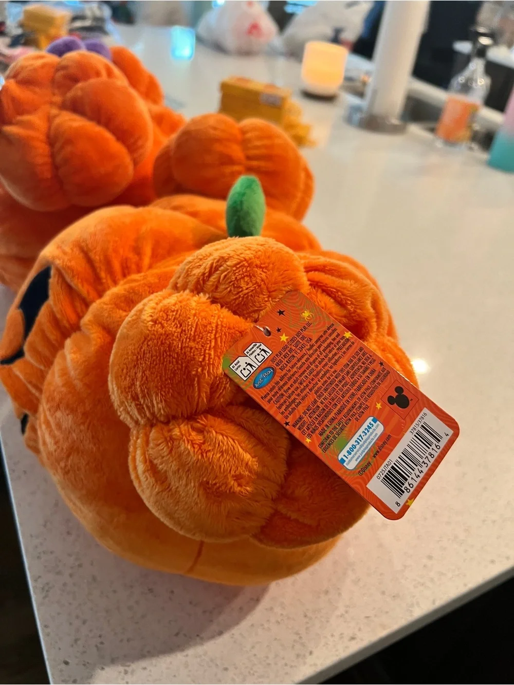 Disney Orange Plush Pumpkin Headband with Purple Bow Accent Pillows